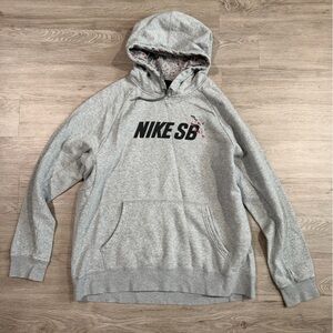 Nike SB Light Gray Pullover Hoodie with Black Logo